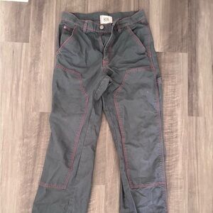 Gray Pants with Red Stitching